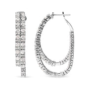 Bids.com 14K White Gold 4.0 Cttw Diamond Asymmetrical Inside Out Double-Hoop Earrings (I-J Color, I1-I2 Clarity) Earrings