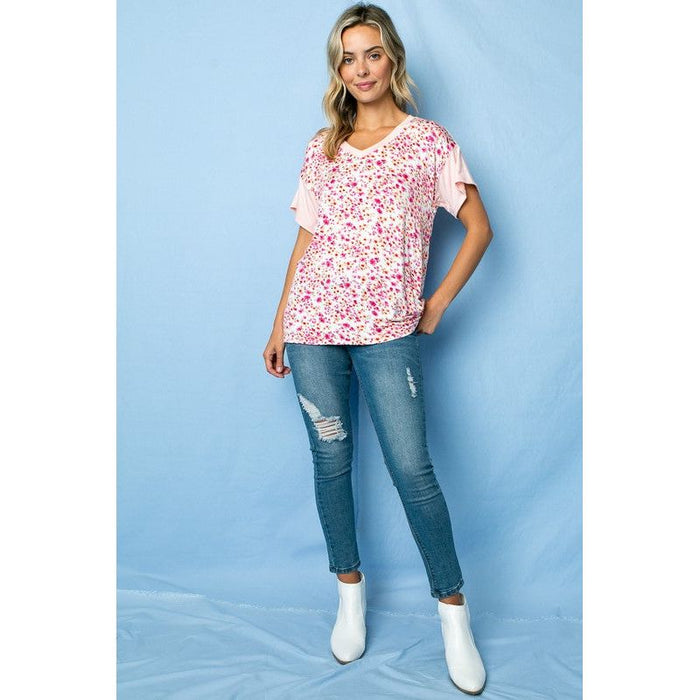 Dizzy Floral Solid Mix Boxy Top