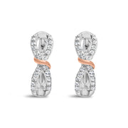 Bids.com 10K White and Rose Gold 1/3 Cttw Diamond Infinite and Ribbon Hoop Earrings (H-I Color, I1-I2 Clarity) Earrings
