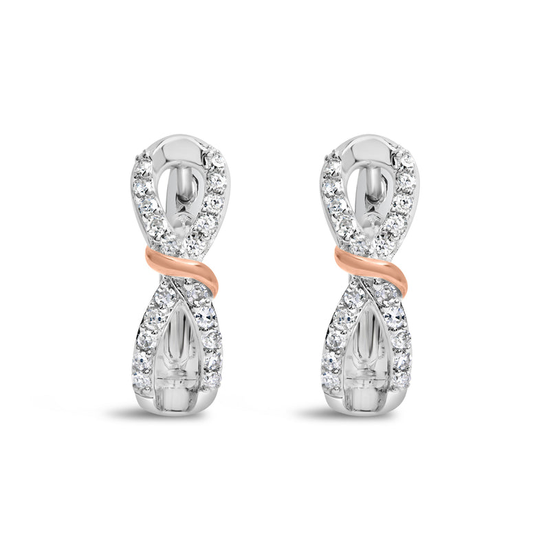 Bids.com 10K White and Rose Gold 1/3 Cttw Diamond Infinite and Ribbon Hoop Earrings (H-I Color, I1-I2 Clarity) Earrings