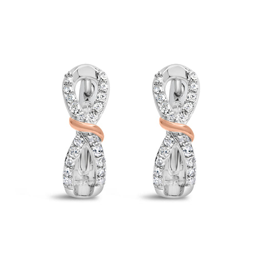 Bids.com 10K White and Rose Gold 1/3 Cttw Diamond Infinite and Ribbon Hoop Earrings (H-I Color, I1-I2 Clarity) Earrings