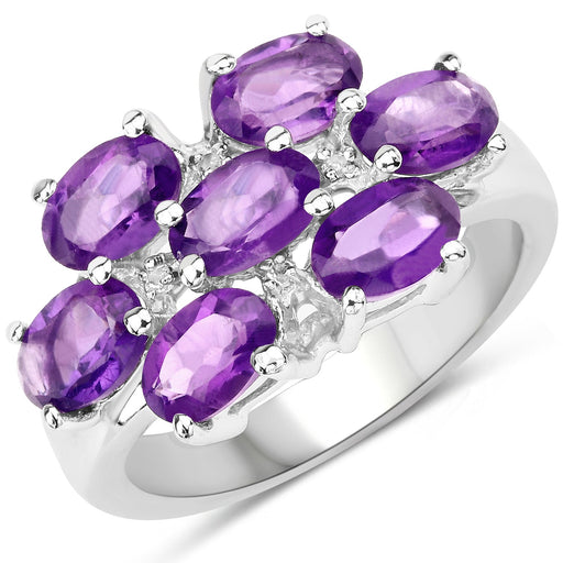 Bids.com 3.05 Carat Genuine  Amethyst and White Topaz .925 Sterling Silver Ring Rings