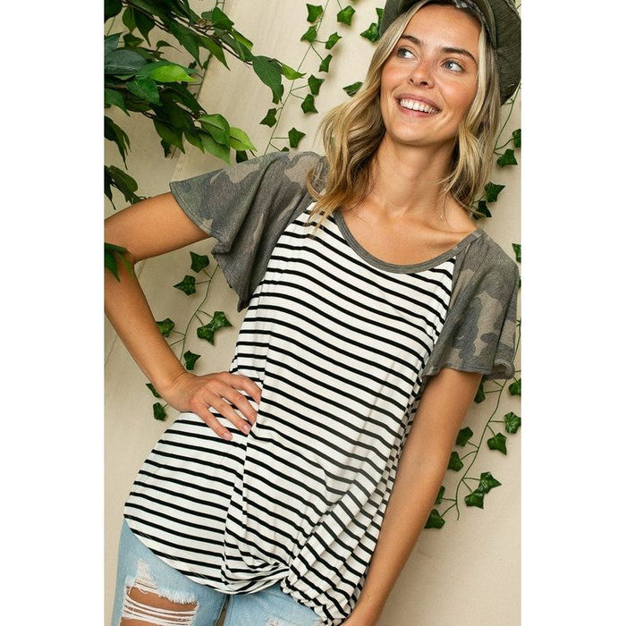 STRIPE CAMO  TWIST BOTTOM TOP