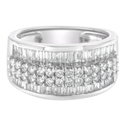 Bids.com 14K White Gold Round and Baguette Diamond Ring (1 1/2 Cttw, F-G Color, SI1-SI2 Clarity) - Size 6-3/4 Rings