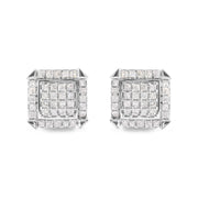 Bids.com 10K White Gold 1 1/10 Cttw Princess Diamond Composite and Halo Stud Earrings (I-J Color, I1-I2 Clarity) Earrings