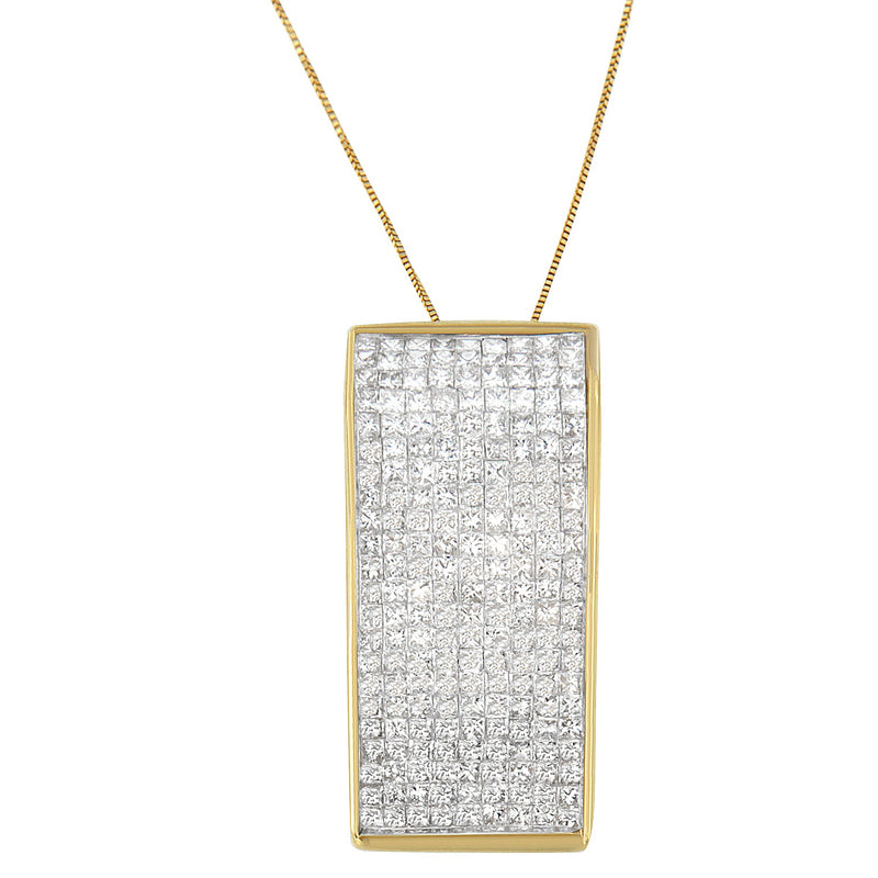 Bids.com 14K Yellow Gold Princess Cut Diamond Block Pendant Necklace (2 5/8 cttw, H-I Color, SI2-I1 Clarity) Necklaces