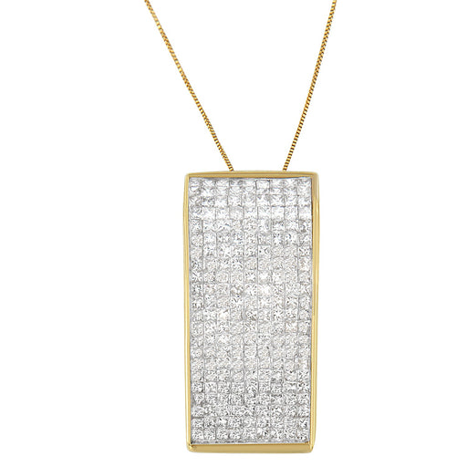 Bids.com 14K Yellow Gold Princess Cut Diamond Block Pendant Necklace (2 5/8 cttw, H-I Color, SI2-I1 Clarity) Necklaces