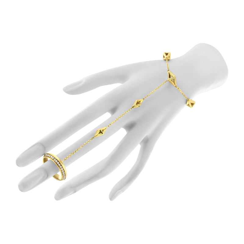 Bids.com 14K Yellow Gold 1/4 Cttw Diamond Ring and Bracelet Hand Chain (G-H Color, SI1-SI2 Clarity) - 7" Bracelets