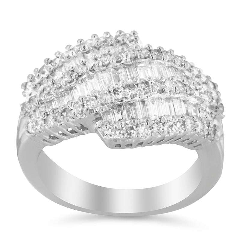 Bids.com 14K White Gold Diamond Cocktail Ring Band (1 3/4 Cttw, H-I Color, SI2-I1 Clarity) - Size 6-1/2 Rings