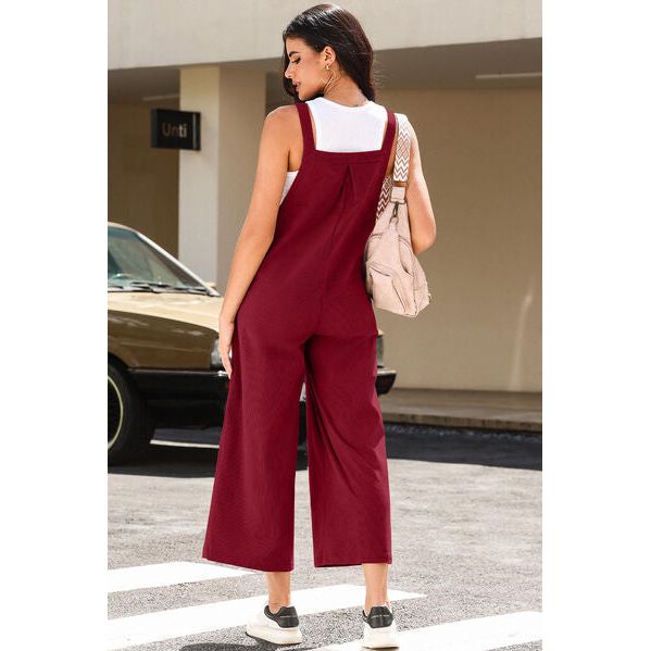 Pocketed Wide Leg Overall