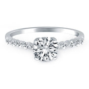 Bids.com 14k White Gold Diamond Engagement Ring with Shared Prong Diamond Accents Rings