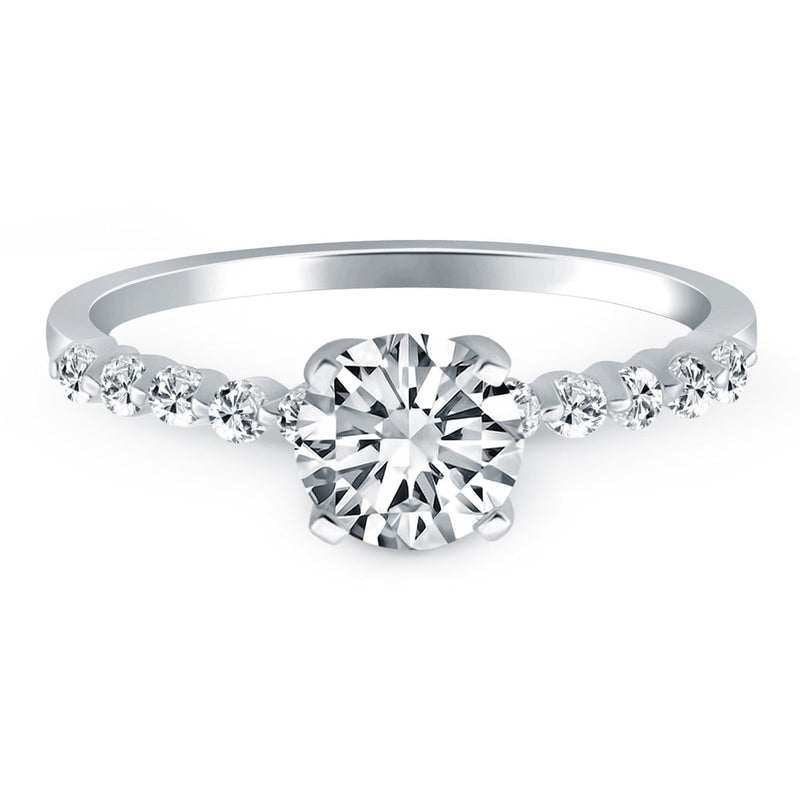 Bids.com 14k White Gold Diamond Engagement Ring with Shared Prong Diamond Accents Rings