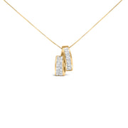 Bids.com 14K Yellow Gold 1 5/8 Cttw Princess and Baguette Diamond Duo Bar Pendant Necklace (G-H Color, VS2-SI1 Clarity) - 18" Necklaces