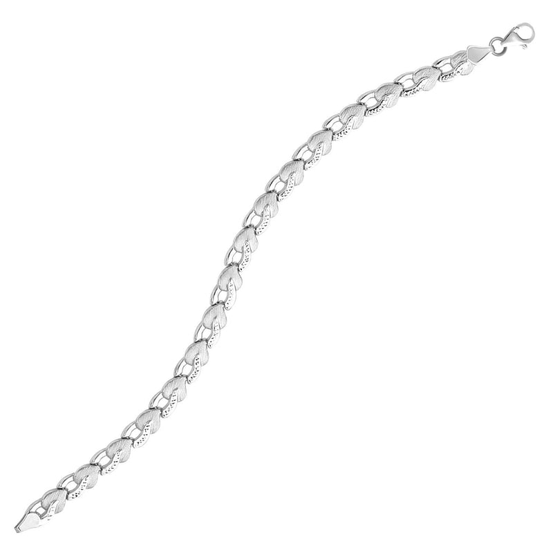 Bids.com 14k White Gold Heart Shape Textured Bracelet Bracelets