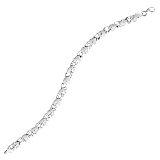 Bids.com 14k White Gold Heart Shape Textured Bracelet Bracelets
