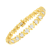 Bids.com 10K Yellow Gold Plated Sterling Silver 2 cttw Diamond "XOXO" Bracelet (J-K Clarity, I1-I2 Color) - Size 7.25" Bracelets