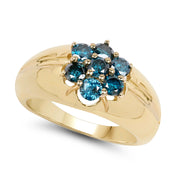 Bids.com 14K Yellow Gold Plated 0.98 Carat Genuine Blue Diamond .925 Sterling Silver Ring Rings
