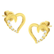Bids.com 14K Yellow Gold 1/8 Cttw Diamond Journey Heart Hoop Earrings (K-L Color, I1-I2 Clarity) Earrings
