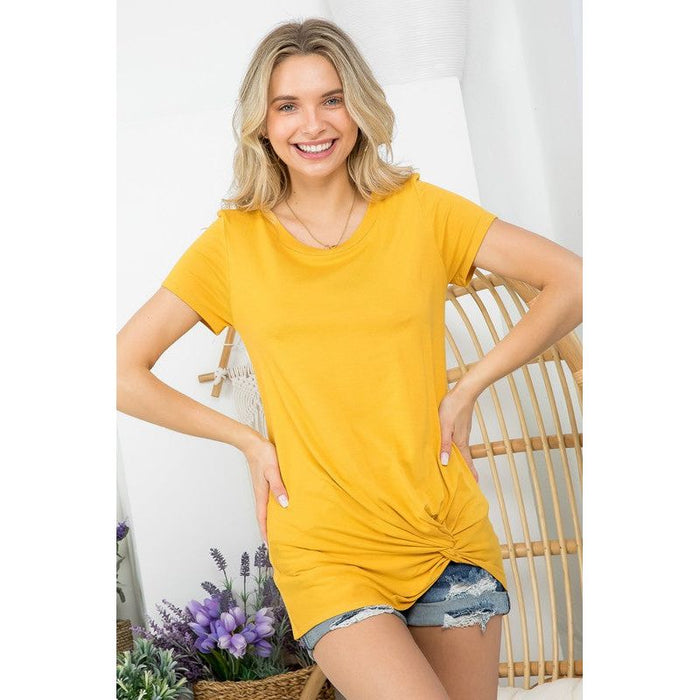 SOLID TWISTED BOTTOM TUNIC TOP