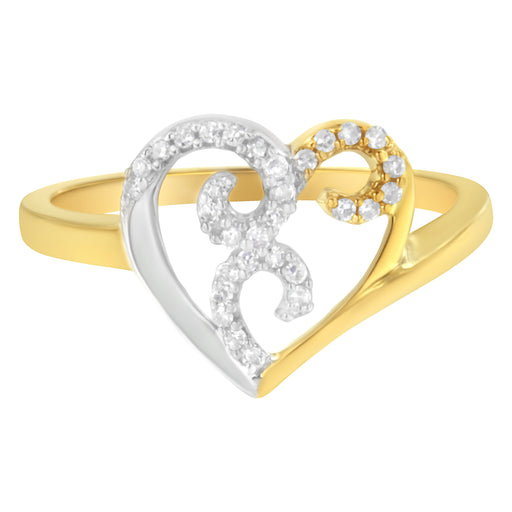 Bids.com 10K Two-Toned Gold Diamond Heart Shape Cluster Ring (1/6 Cttw, H-I Color, I1-I2 Clarity) - Size 6 Rings