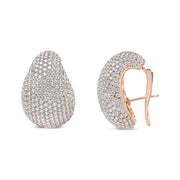Bids.com 18K Rose Gold 13 1/5 Cttw Micro-Pave Diamond Sculptural Design Statement Omega Back Earrings (G-H Color, SI1-SI2 Clarity) Earrings