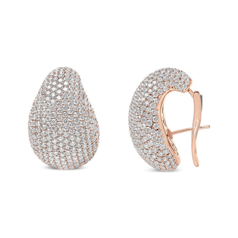 Bids.com 18K Rose Gold 13 1/5 Cttw Micro-Pave Diamond Sculptural Design Statement Omega Back Earrings (G-H Color, SI1-SI2 Clarity) Earrings