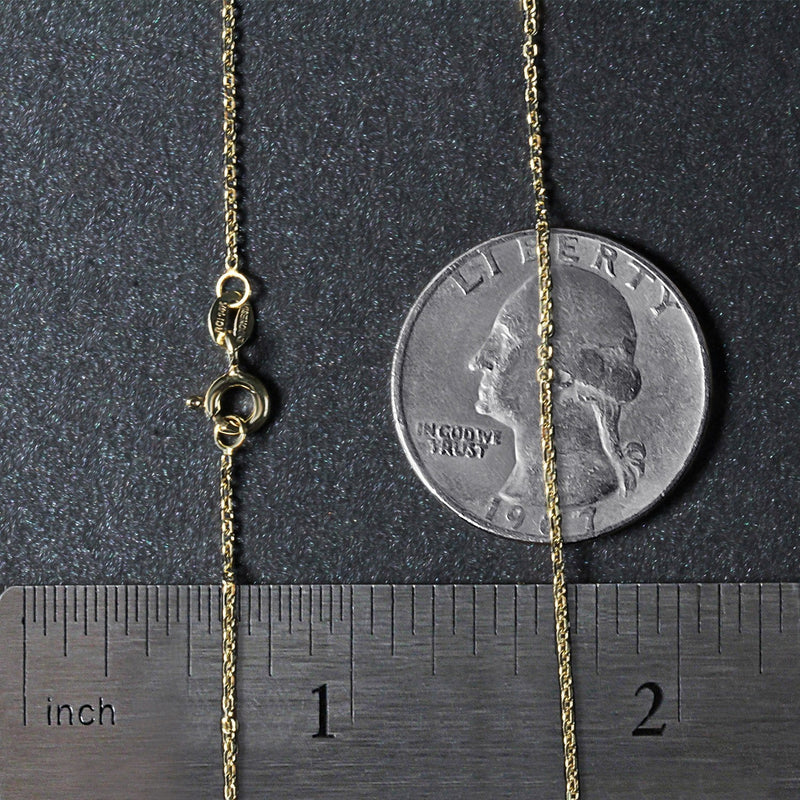 Bids.com 14k Yellow Gold Diamond Cut Cable Link Chain 1.1mm Necklaces