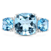 Bids.com 4.40 Carat Blue Topaz Ring with 2.70 Carat Multi-Gems in Sterling Silver Rings