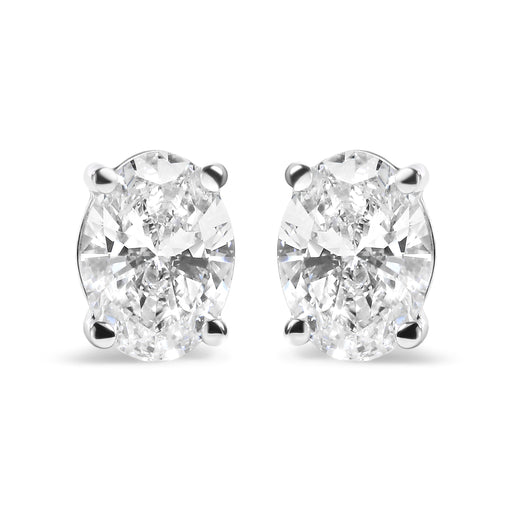 Bids.com 14K White Gold 2.0 Cttw Prong Set Lab Grown Oval Diamond Solitaire Stud Earring (F-G Color, VS1-VS2 Clarity) Earrings