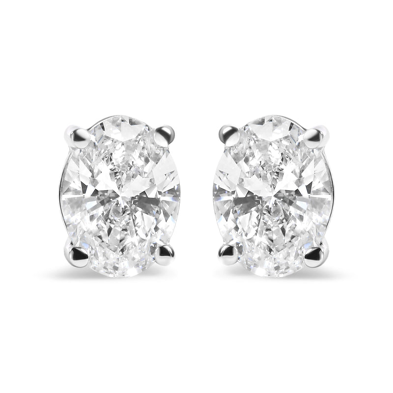 Bids.com 14K White Gold 3/4 Cttw Oval Shape Lab Grown Diamond Solitaire Stud Earrings (F-G Color, VS1-VS2 Clarity) Earrings