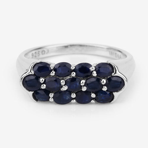 Bids.com 2.60 Carat Genuine Blue Sapphire .925 Sterling Silver Ring Rings