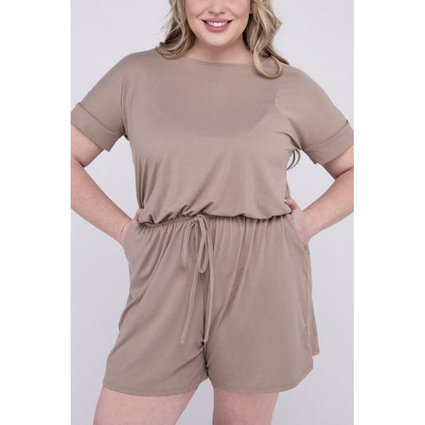 Plus Brushed DTY Romper with Pockets