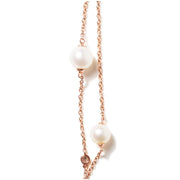 Bids.com 18K Rose Gold 1/2 Cttw Diamond and Freshwater Pearl Double Strand Station Necklace  (G-H Color, SI1-SI2 Clarity) - Adjustable up to 16" to 20" Necklaces