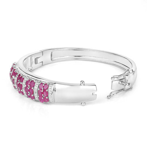 Bids.com 6.65 Carat Genuine Ruby and White Topaz .925 Sterling Silver Bracelet Bracelets
