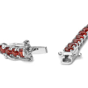 Bids.com .925 Sterling Silver 10.0 Cttw Created Orange Garnet Tennis Bracelet - 7.25" Bracelets