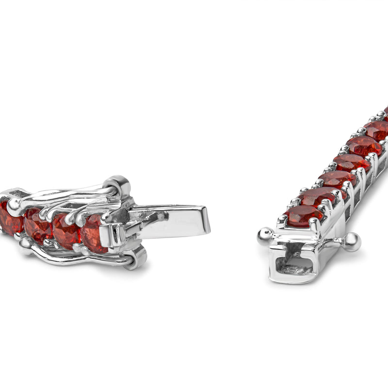 Bids.com .925 Sterling Silver 10.0 Cttw Created Orange Garnet Tennis Bracelet - 7.25" Bracelets
