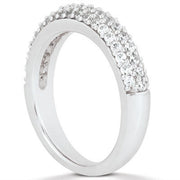 Bids.com 14k White Gold Triple Multi-Row Micro- Pave Diamond Wedding Ring Band Rings