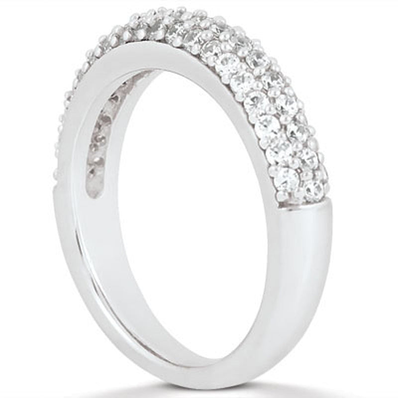 Bids.com 14k White Gold Triple Multi-Row Micro- Pave Diamond Wedding Ring Band Rings