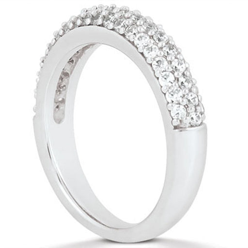 Bids.com 14k White Gold Triple Multi-Row Micro- Pave Diamond Wedding Ring Band Rings