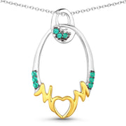 Bids.com 0.15 Carat Genuine Emerald .925 Sterling Silver Pendant Pendants
