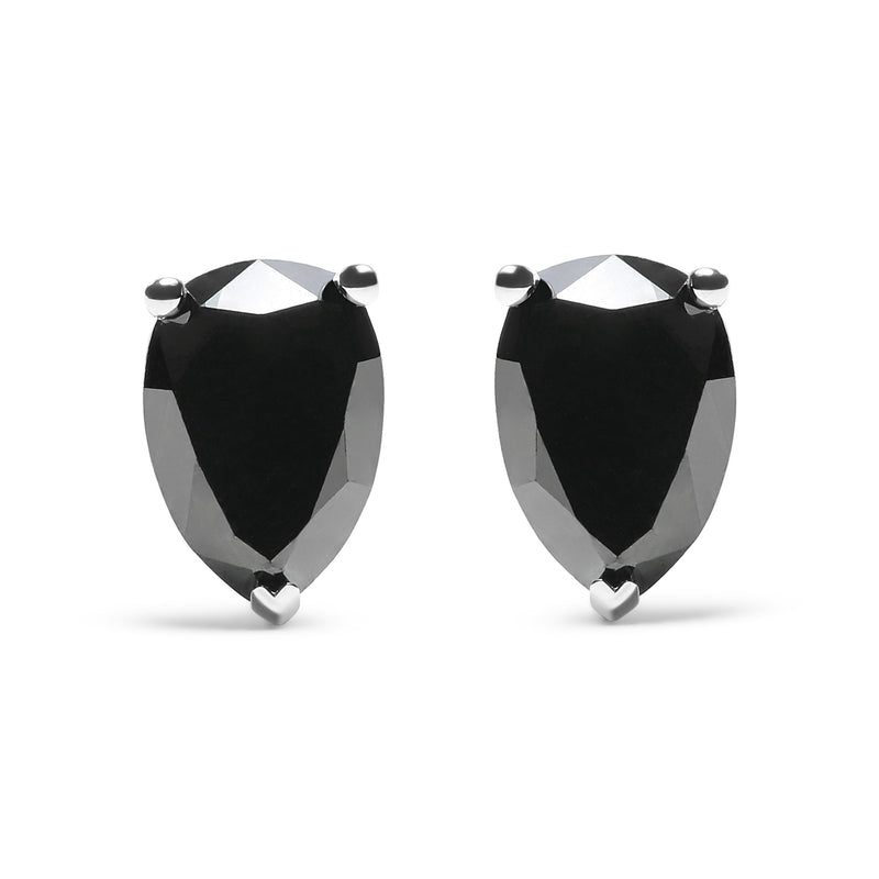 Bids.com 14K White Gold 2.00 Cttw Pear Cut Black Diamond Stud Earrings Earrings