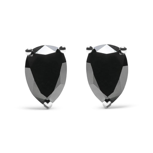Bids.com 14K White Gold 2.00 Cttw Pear Cut Black Diamond Stud Earrings Earrings