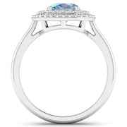 Bids.com 1.72 Carat Genuine Aquamarine and White Diamond 14K White Gold Ring Rings