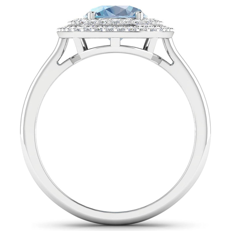 Bids.com 1.72 Carat Genuine Aquamarine and White Diamond 14K White Gold Ring Rings