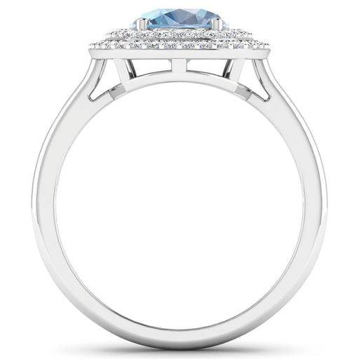 Bids.com 1.72 Carat Genuine Aquamarine and White Diamond 14K White Gold Ring Rings