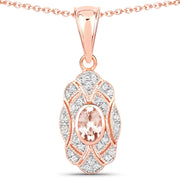 Bids.com 0.52 Carat Genuine Morganite and White Topaz .925 Sterling Silver Pendant Pendants