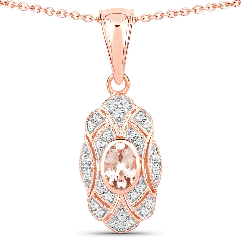 Bids.com 0.52 Carat Genuine Morganite and White Topaz .925 Sterling Silver Pendant Pendants
