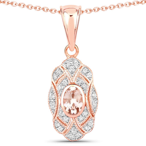 Bids.com 0.52 Carat Genuine Morganite and White Topaz .925 Sterling Silver Pendant Pendants