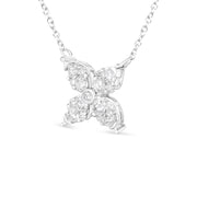 Bids.com 10K White Gold 1/2 Cttw Brilliant Round Diamond Marquise Shaped 4 Leaf Clover Adjustable 16-18" Inch Pendant Necklace (I-J Color, I1-I2 Clarity) Necklaces