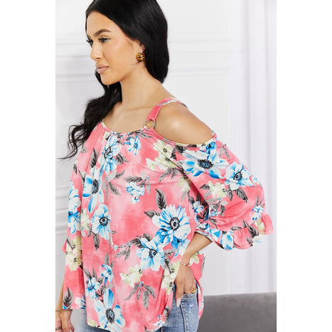 Sew In Love Fresh Take  Floral Cold-Shoulder Top